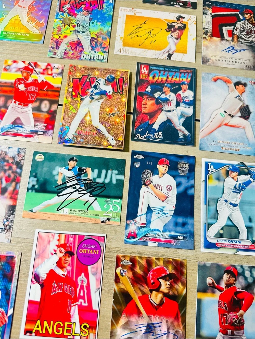 Shohei Ohtani Signed Rookie Lot of (42) Kaboom BBM Novelty Baseball Cards.